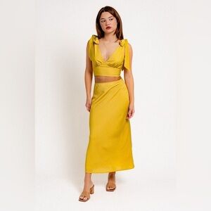 Le Lis V-Neck back Tie Crop Top & Bias Maxi Skirt Set